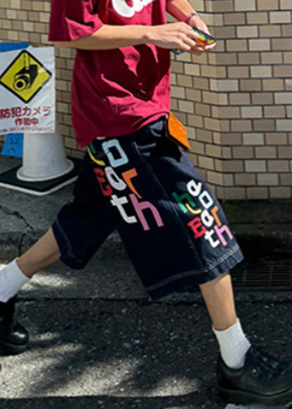 High Crop Blue Letter Summer Waist Modern Denim Pants