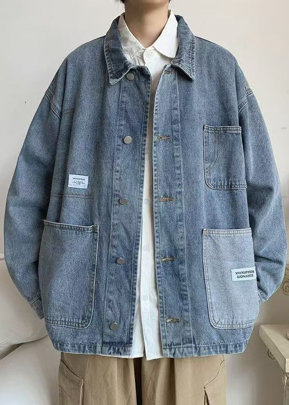 Blue Peter Denim Pan Coats Collar Spring Pockets Modern