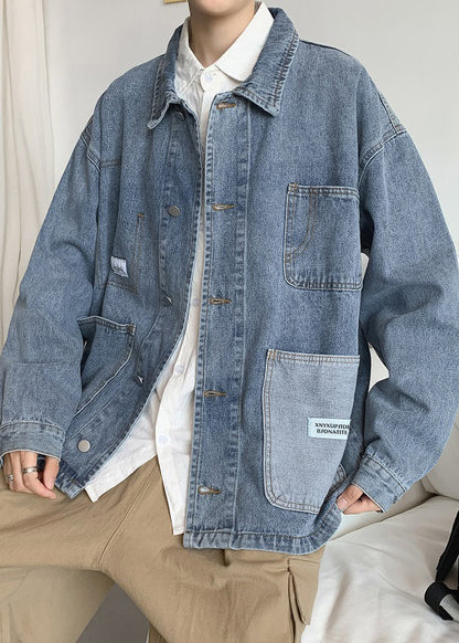 Blue Peter Denim Pan Coats Collar Spring Pockets Modern