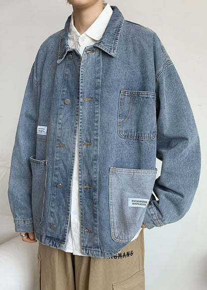 Blue Peter Denim Pan Coats Collar Spring Pockets Modern