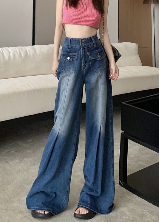 Modern Blue Pockets High Waist Denim Pants Summer Aw1004