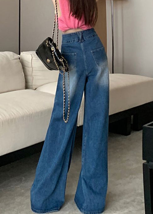 Modern Blue Pockets High Waist Denim Pants Summer Aw1004