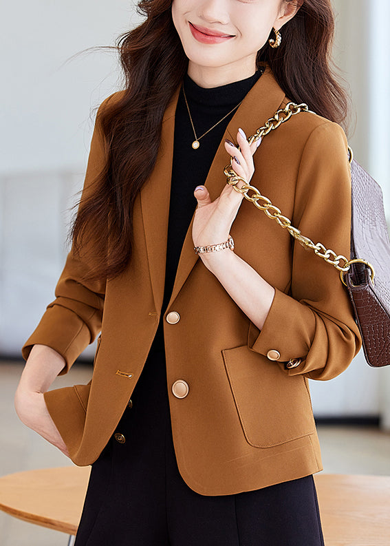 Modern Brown Silm Fit Formal Short Coats Spring Yj017