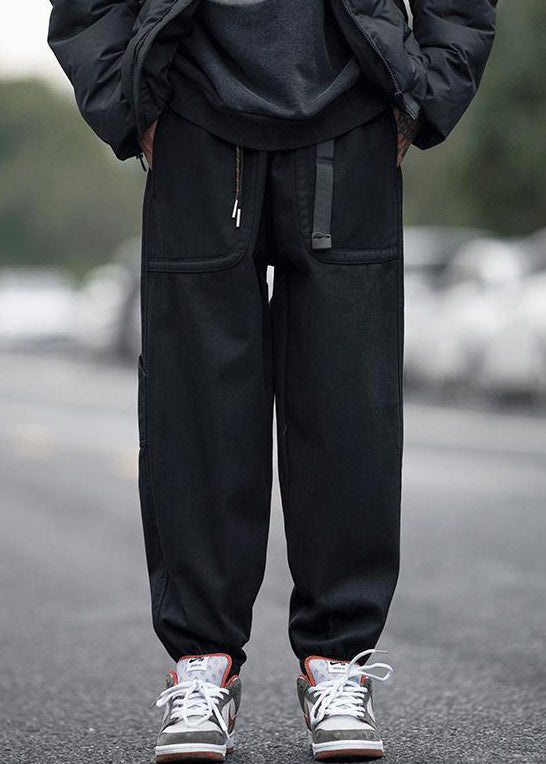 Pants Pockets Spring Elastic Waist Coffee Beam Modern