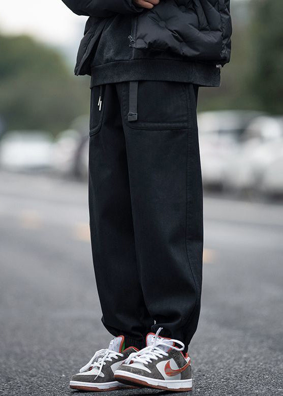 Pants Pockets Spring Elastic Waist Coffee Beam Modern