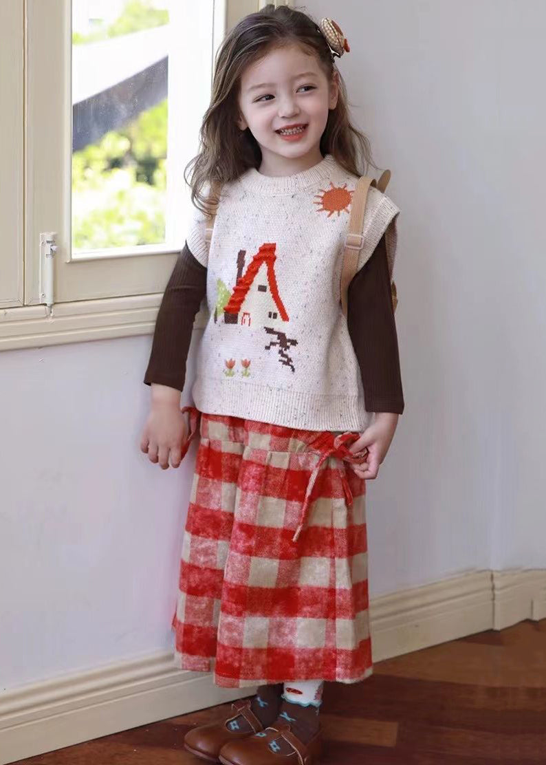 Modern Waistcoat Top and Plaid Crop Pants Three Pieces Set Spring Tr001