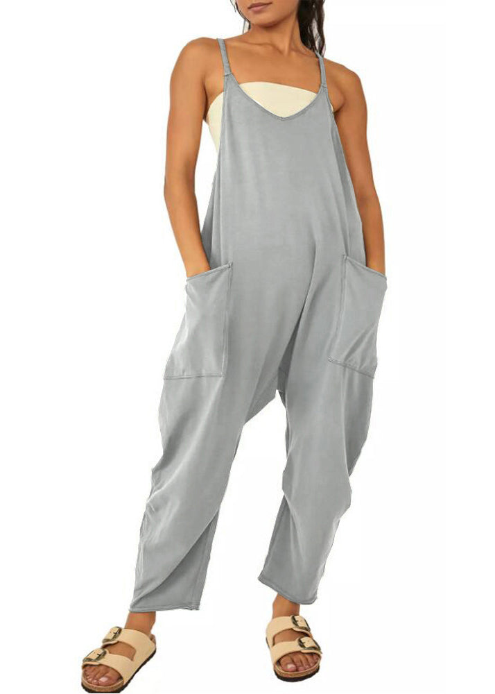 Modern Green V Neck Patchwork Jumpsuit Summer Ly1955