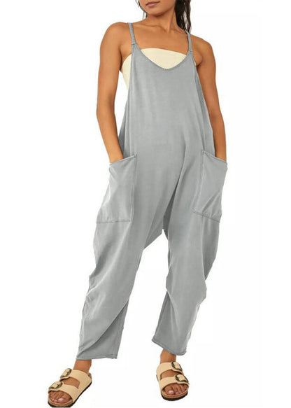 Modern Green V Neck Patchwork Jumpsuit Summer Ly1955