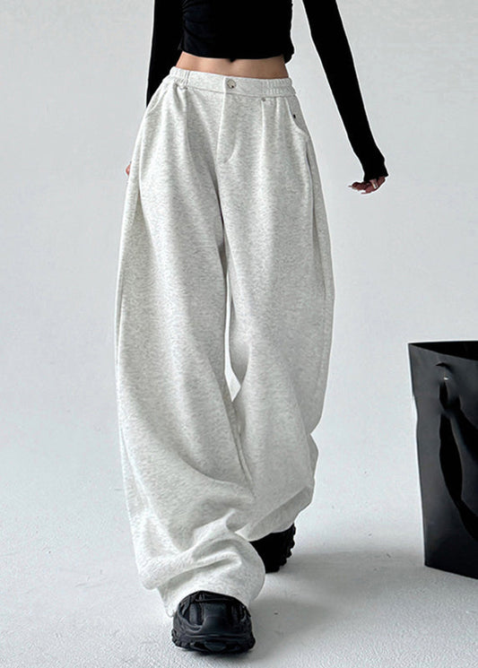 Modern Grey Patchwork High Waist Wide Leg Pants Spring Ta065