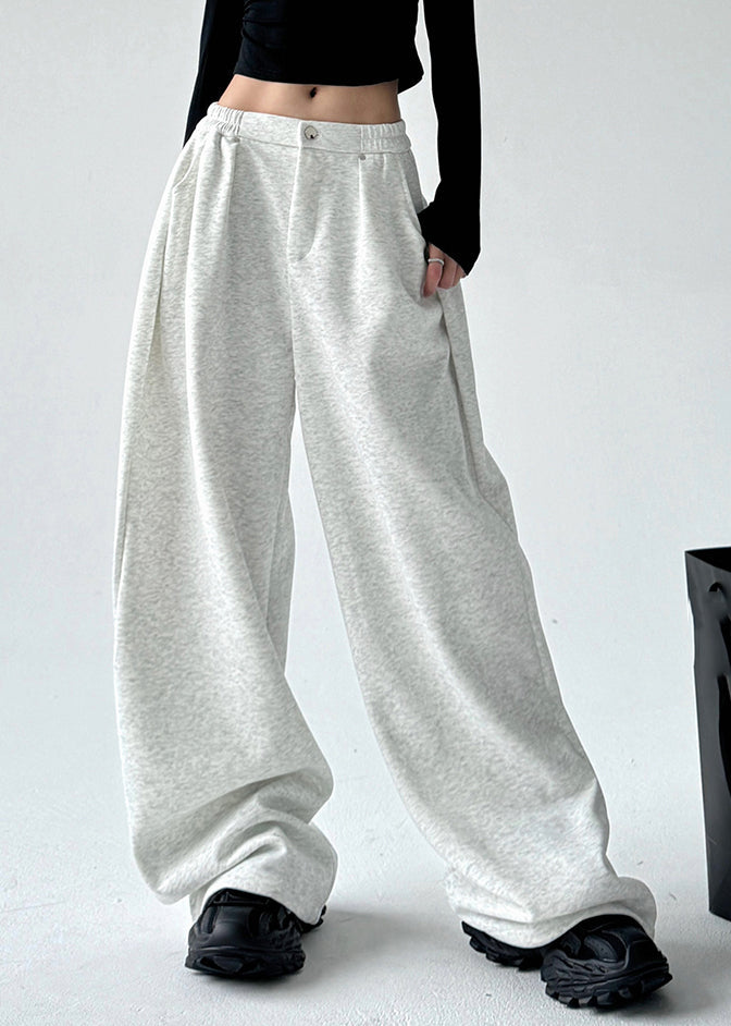 Modern Grey Patchwork High Waist Wide Leg Pants Spring Ta065