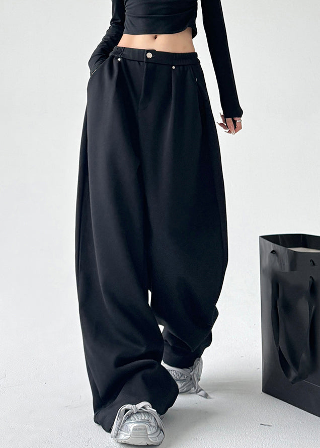 Modern Grey Patchwork High Waist Wide Leg Pants Spring Ta065