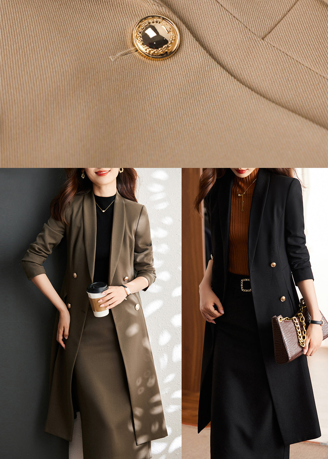 Modern Khaki Double Breast Formal Trench Coat Spring Yj026