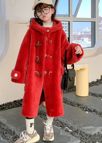 Modern White Button Mink Velvet Long Hooded Coats Winter Tg016