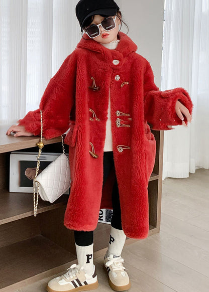 Modern White Button Mink Velvet Long Hooded Coats Winter Tg016