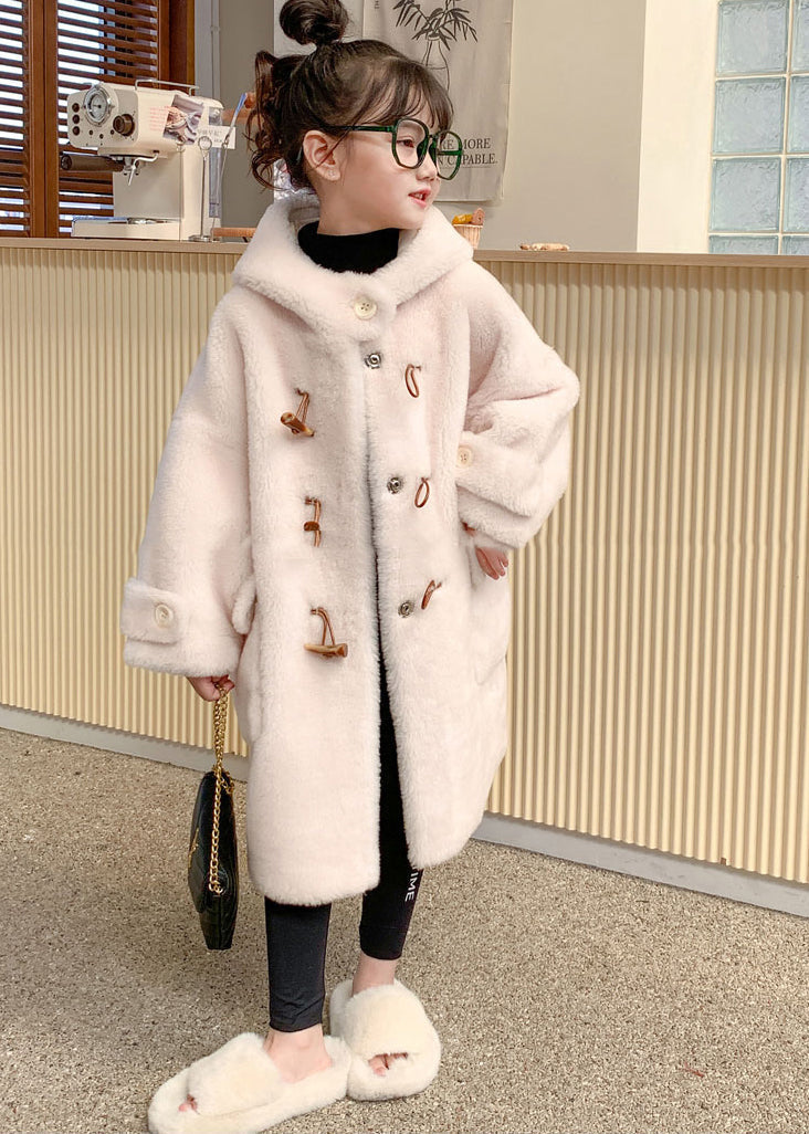 Modern White Button Mink Velvet Long Hooded Coats Winter Tg016