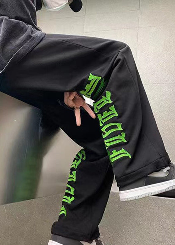 Modern White Letter Elastic Waist Warm Fleece Pants Winter Wa037