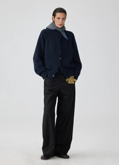 Hooded Button Mohair Cardigan