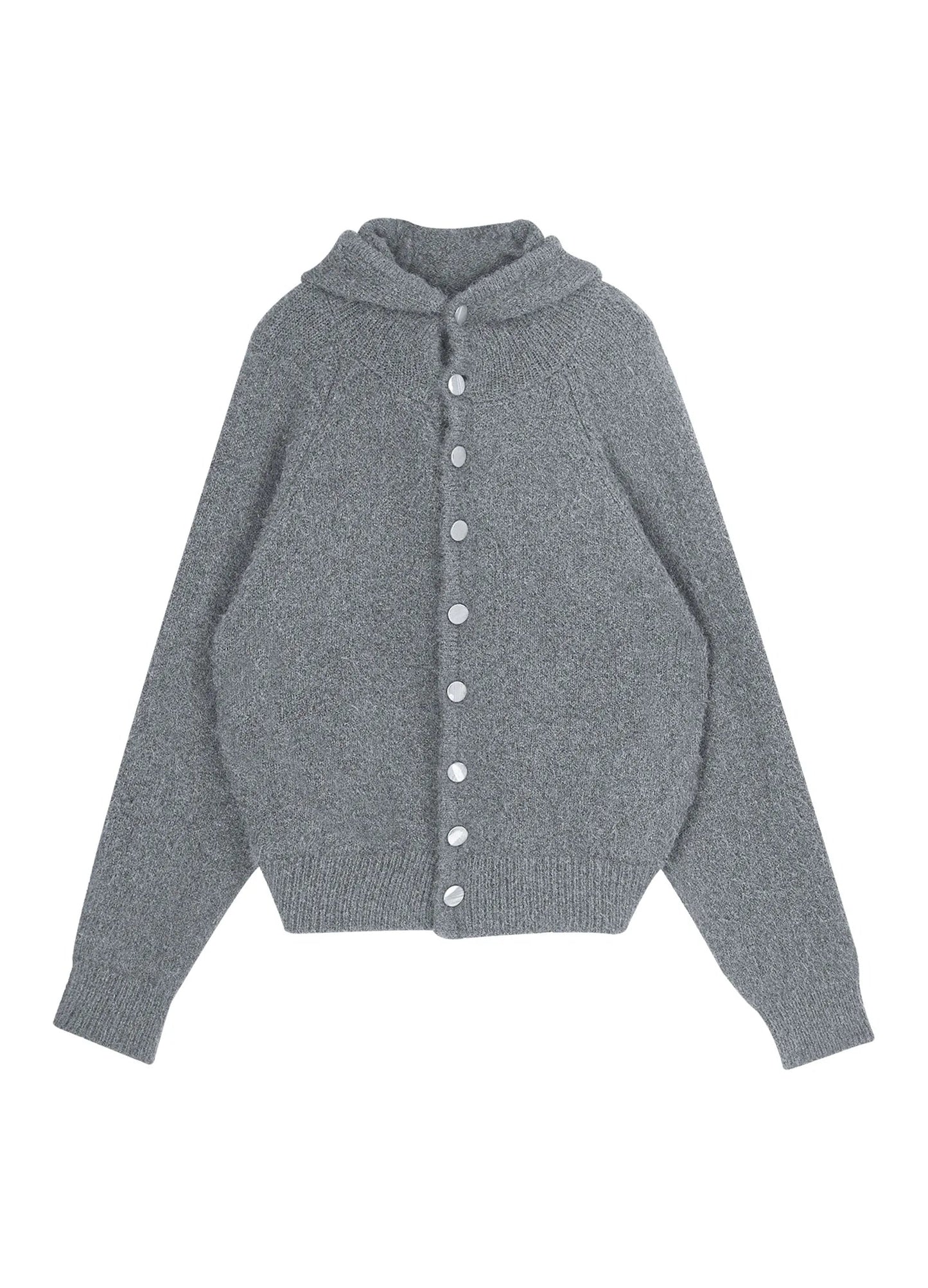 Hooded Button Mohair Cardigan