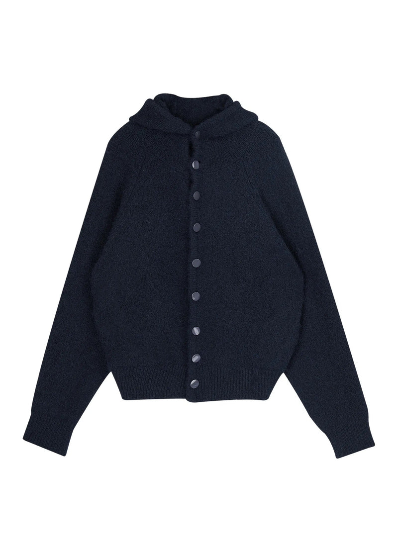 Hooded Button Mohair Cardigan