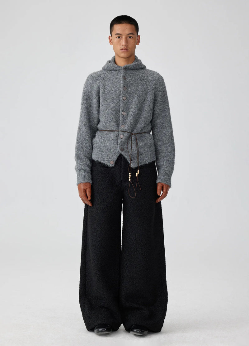 Hooded Button Mohair Cardigan