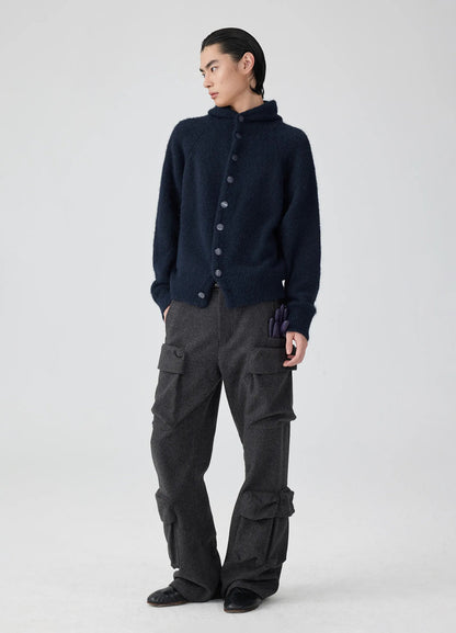 Hooded Button Mohair Cardigan