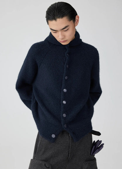Hooded Button Mohair Cardigan