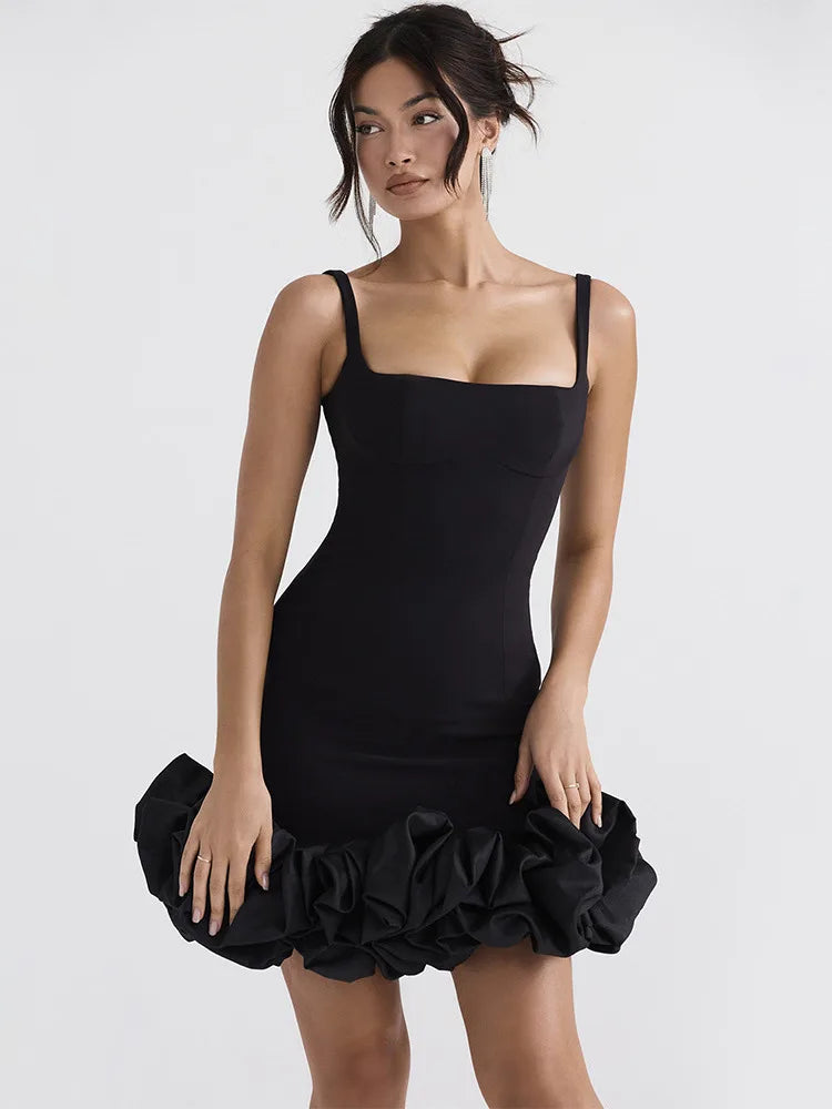 Black Mini Dress for Sundress New Spaghetti Strap Backless Bodycon Club Party Short Dress Vestido
