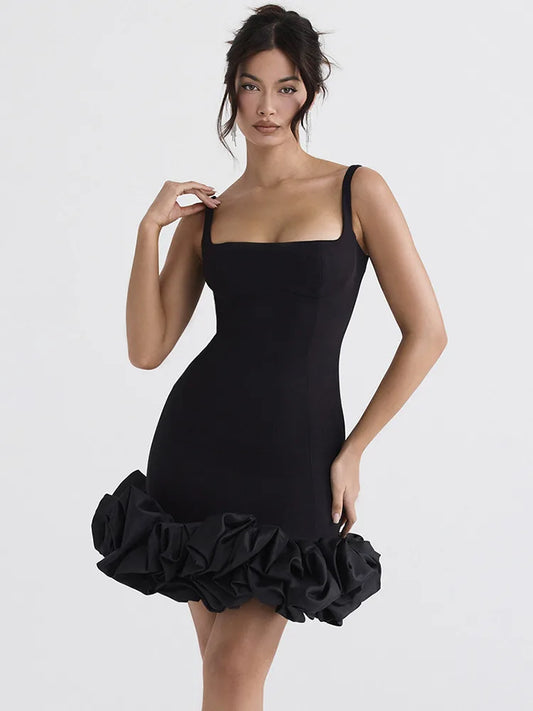 Black Mini Dress for Sundress New Spaghetti Strap Backless Bodycon Club Party Short Dress Vestido