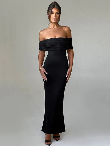 Strapless Backless Maxi Dress - Off-shoulder Sleeveless Bodycon Christmas Party Dress