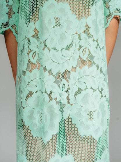 Wide Scalloped Sleeves A-line Maxi Dress