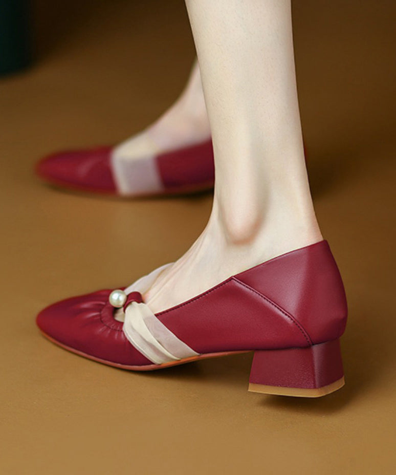 Mulberry Classy Chunky Shoes Cowhide Leather Splicing Ri032