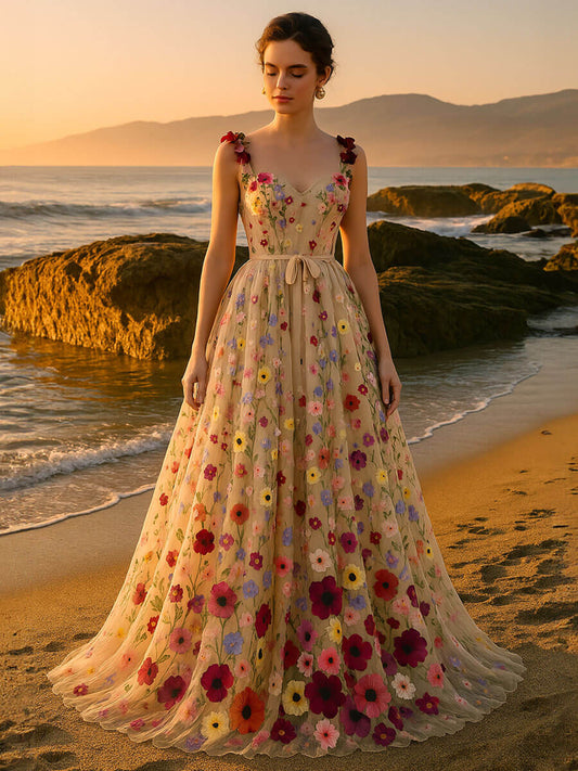 Romantic Flower Maxi Dress