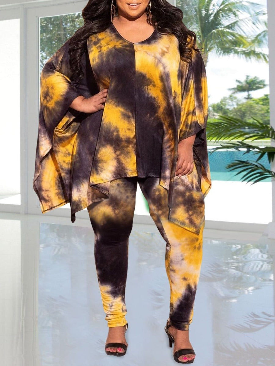 Batwing Sleeve Tie Dye Pants Set At9072