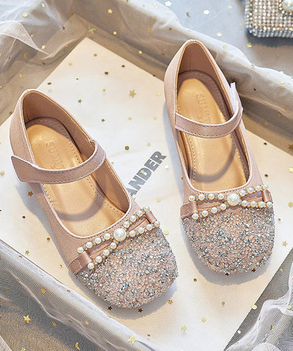 Bead Nail Flat Pink Buckle Baby Zircon Faux Shoes Leather