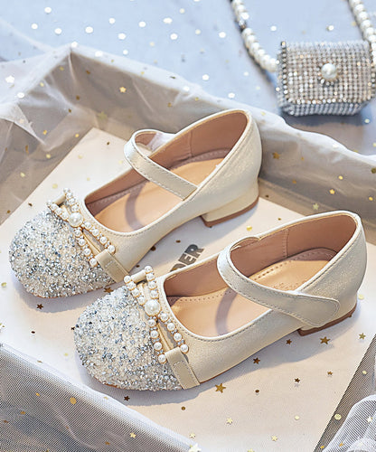Bead Nail Flat Pink Buckle Baby Zircon Faux Shoes Leather