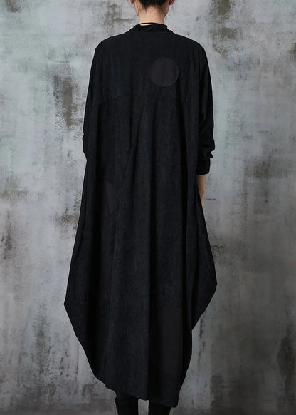 Natural Black Asymmetrical Zippered Cotton Coats Spring Jk1027