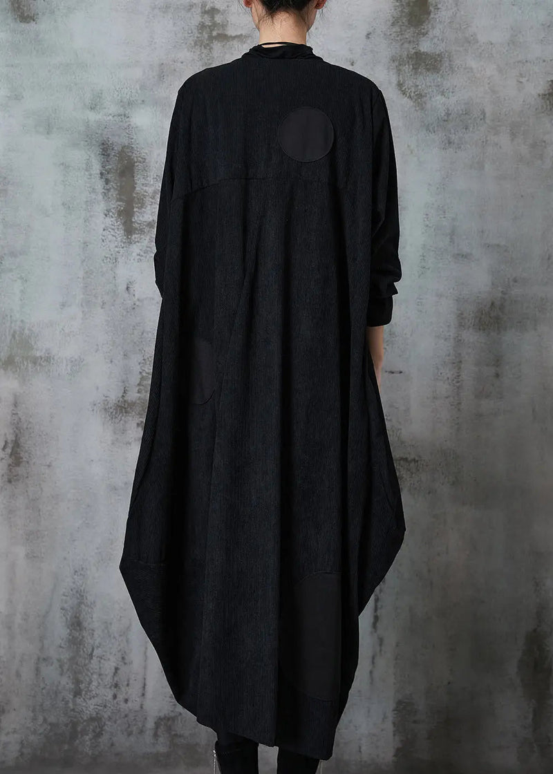 Natural Black Asymmetrical Zippered Cotton Coats Spring Jk1027