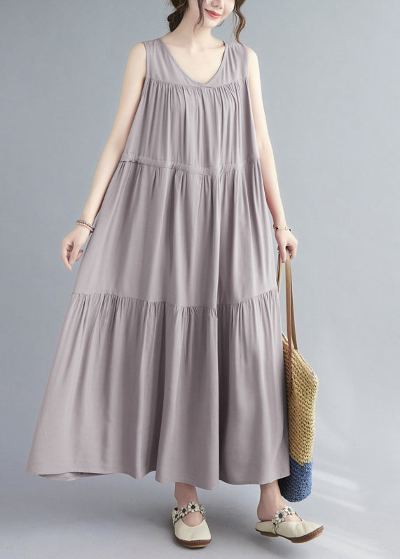 Natural Black Wrinkled Patchwork Long Dress Summer Gh1016