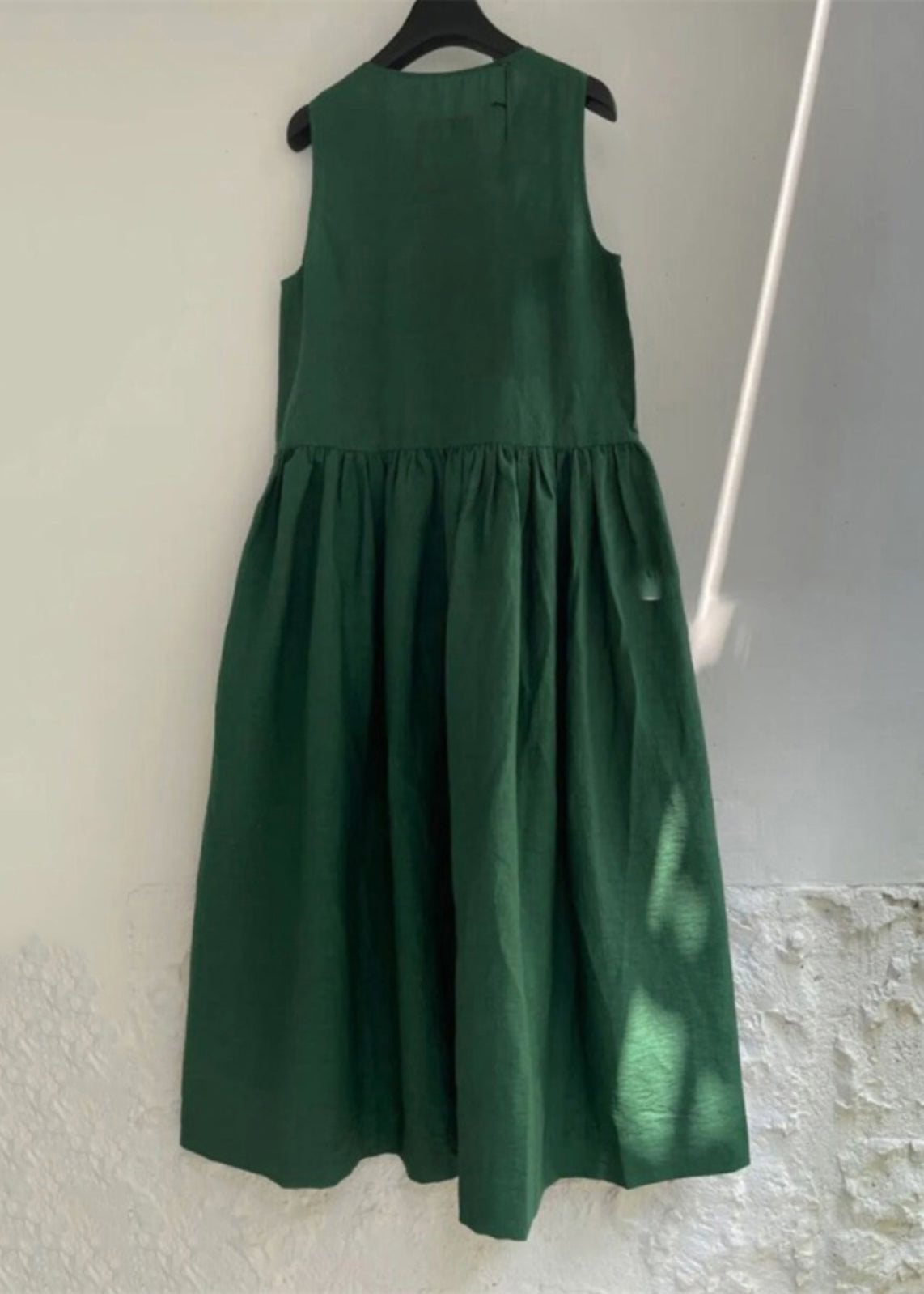 Natural Green Patchwork Maxi Dress Summer Qb023