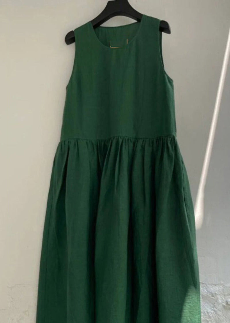 Natural Green Patchwork Maxi Dress Summer Qb023