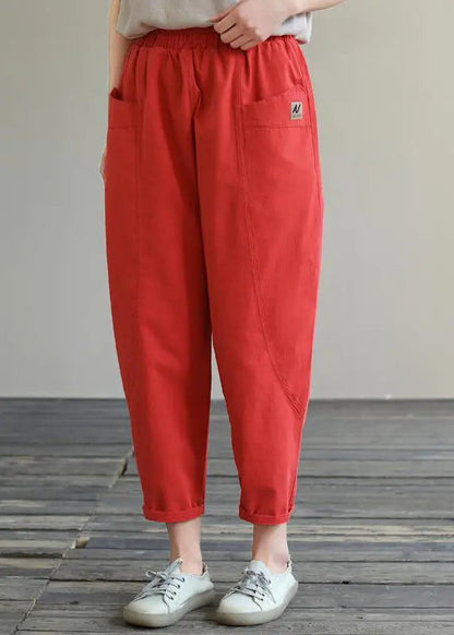 Elastic Waist Cotton Crop Pants
