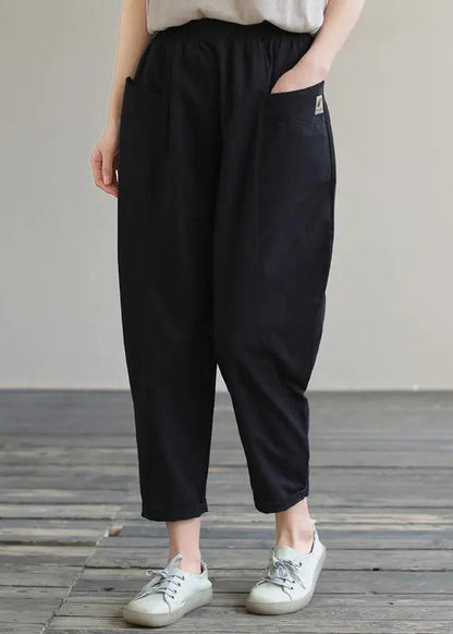 Elastic Waist Cotton Crop Pants