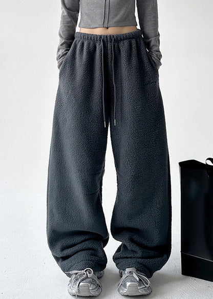 Natural White Elastic Waist Drawstring Beam Pants Spring Ta060