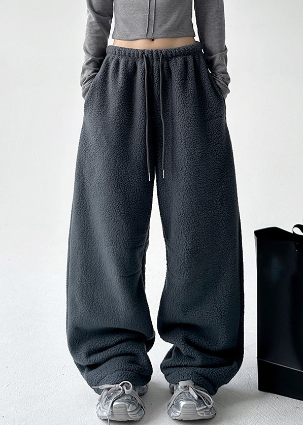 Natural White Elastic Waist Drawstring Beam Pants Spring Ta060