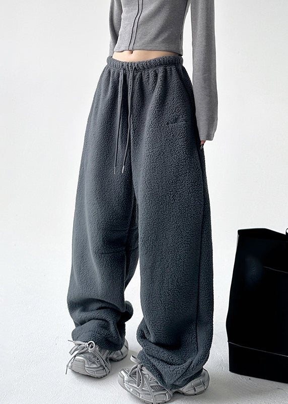 Natural White Elastic Waist Drawstring Beam Pants Spring Ta060