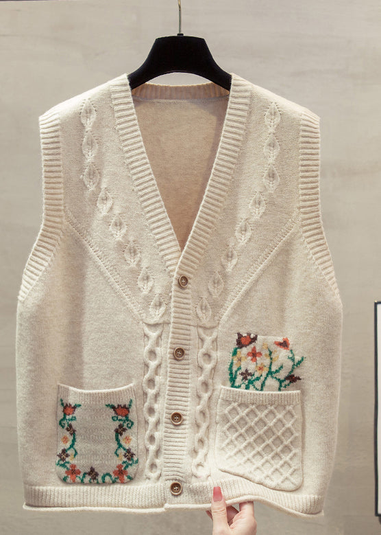 Natural Yellow V Neck Cotton Knitted Waistcoat Fall Qp014