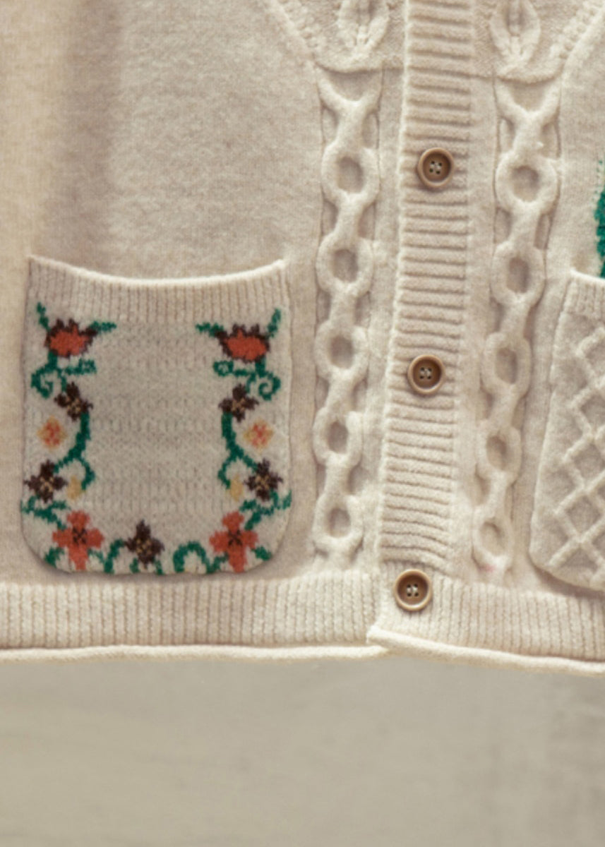 Natural Yellow V Neck Cotton Knitted Waistcoat Fall Qp014
