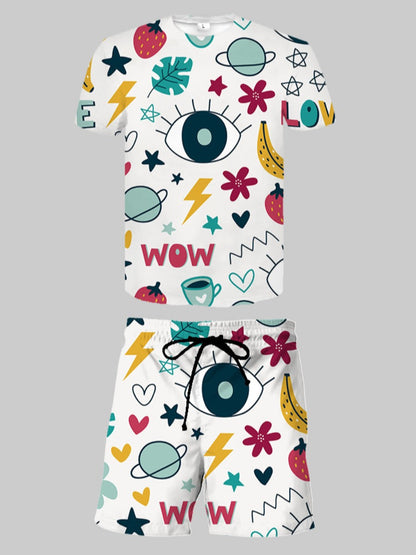 Star Eye Fruit Print Shorts Set Ar70131