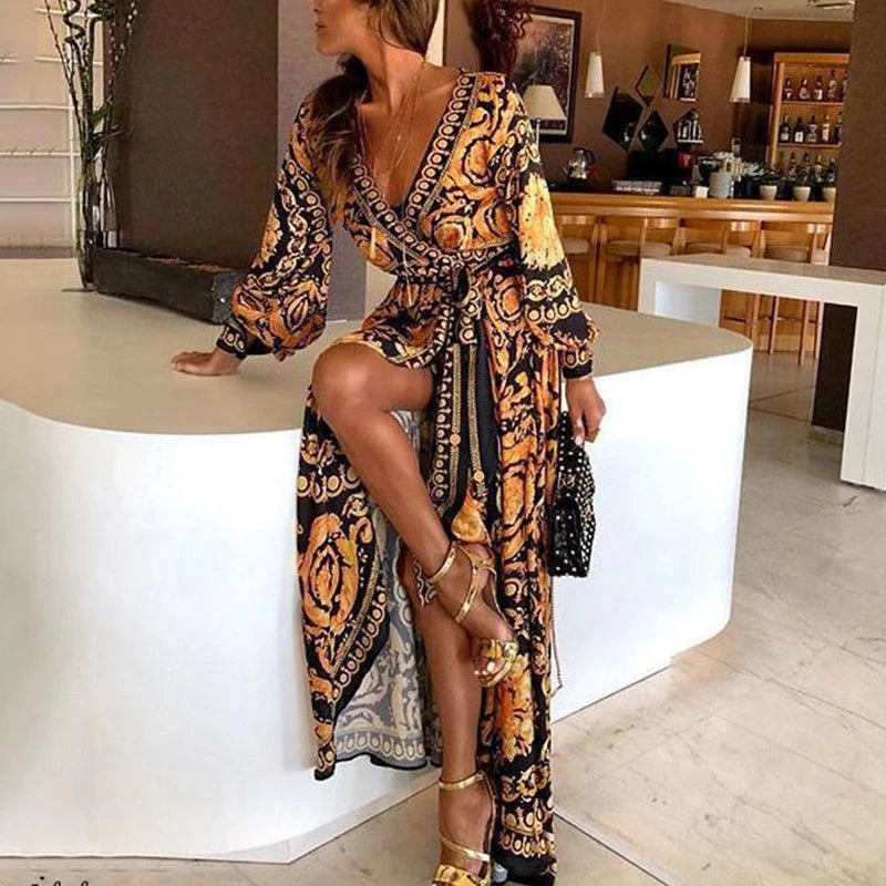 Party Beach Summer Front Split Maxi Dress