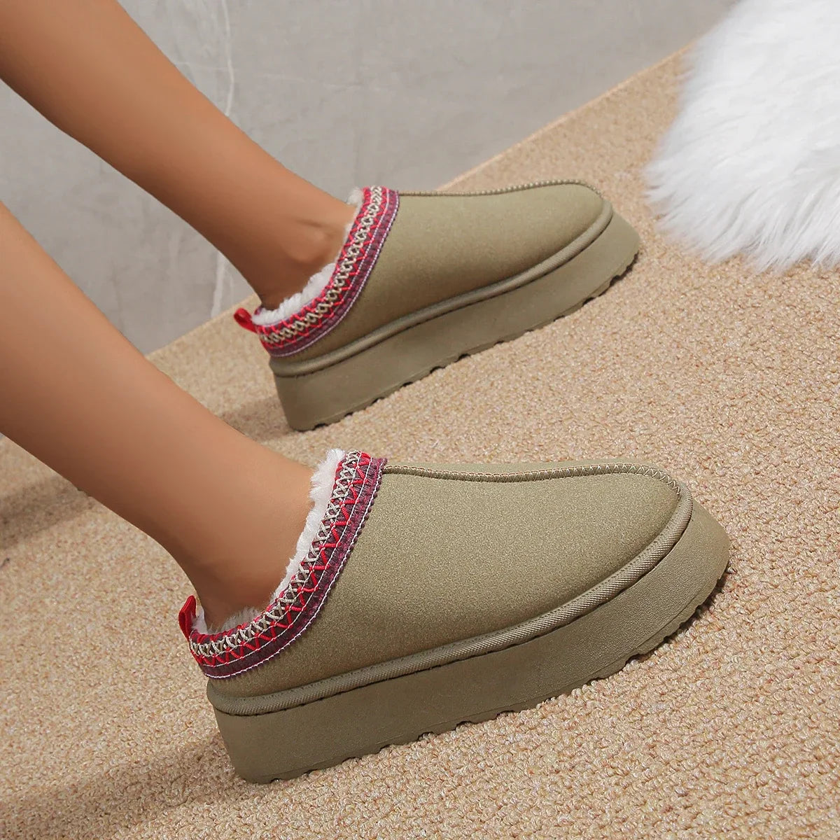 New Ankle Flats Platform Snow Boots Suede Plush Warm Winter New Thick Shoes Chelsea Boots 43